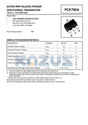 FCX790A datasheet - SOT89 PNP SILICON POWER (SWITCHING) TRANSISTOR