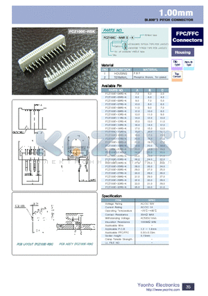 FCZ100E-05RS-K datasheet - 1.00mm PITCH CONNECTOR