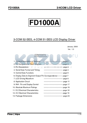 FD1000A datasheet - 3-COM 52-SEG, 4-COM 51-SEG LCD Display Driver