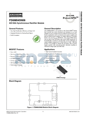 FD6M045N06 datasheet - 60V/60A Synchronous Rectifier Module