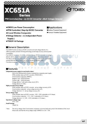 XC651A datasheet - CMOS Low Power Consumption