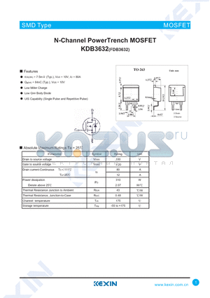 FDB3632 datasheet - N-Channel PowerTrench MOSFET