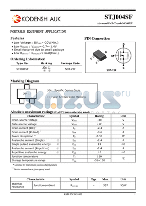 STJ004SF datasheet - PORTABLE EQUIPMENT APPLICATION