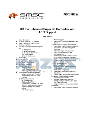 FDC37B72X_07 datasheet - 128 Pin Enhanced Super I/O Controller with ACPI Support