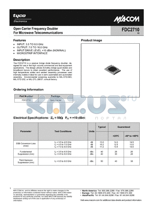 FDC2710 datasheet - Open Carrier Frequency Doubler For Microwave Telecommunications