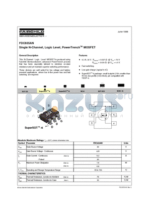 FDC655AN datasheet - Single N-Channel, Logic Level, PowerTrenchTM MOSFET