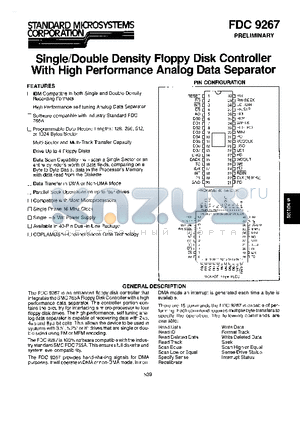 FDC9267 datasheet - SINGLE / DOUBLE DENSITY FLOPPY DISK CONTROLLER WITH HIGH PERFORMANCE ANALOG DATA SEPARATOR