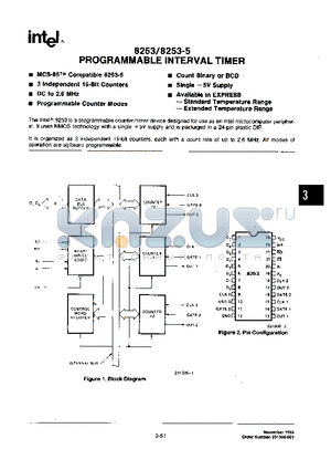 P8253 datasheet - PROGRAMMABLE INTERVAL TIMER