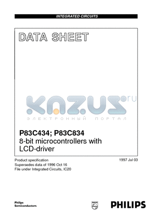 P83C434CFP datasheet - 8-bit microcontrollers with LCD-driver