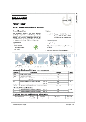 FDG327NZ datasheet - 20V N-Channel PowerTrenchO MOSFET