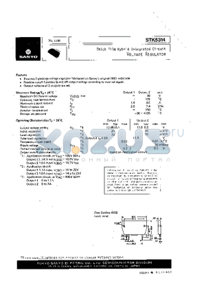 STK5314 datasheet - Thick Film Hybrid Integrated Circuit VOLTAGE REGULATOR