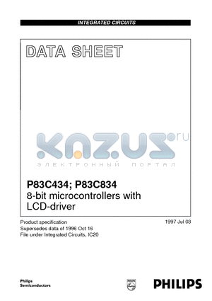 P83C834 datasheet - 8-bit microcontrollers with LCD-driver