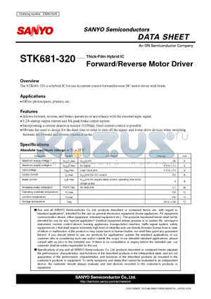 STK681-320 datasheet - Forward/Reverse Motor Driver