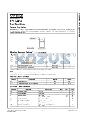 FDLL4151 datasheet - Small Signal Diode