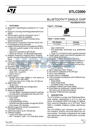 STLC2500 datasheet - BLUETOOTH SINGLE CHIP