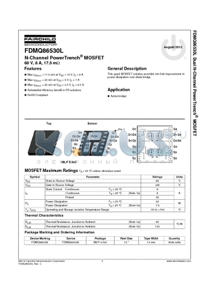 FDMQ86530L datasheet - N-Channel PowerTrench^ MOSFET 60 V, 8 A, 17.5 mY