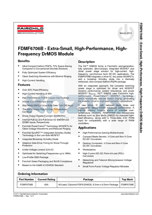 FDMF6706B datasheet - Extra-Small, High-Performance, High- Frequency DrMOS Module