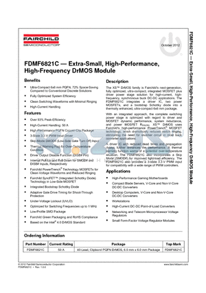 FDMF6821C datasheet - Extra-Small, High-Performance, High-Frequency DrMOS Module