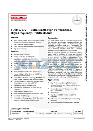 FDMF6707V datasheet - Extra-Small, High-Performance, High-Frequency DrMOS Module