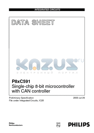P87C591VFB datasheet - Single-chip 8-bit microcontroller with CAN controller