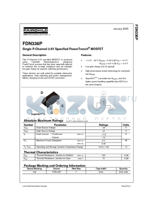 FDN336P datasheet - Single P-Channel 2.5V Specified PowerTrench MOSFET