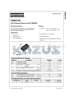 FDN371N datasheet - 20V N-Channel PowerTrench MOSFET