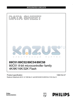 P89C54UFAA datasheet - 80C51 8-bit microcontroller family 4K/8K/16K/32K Flash