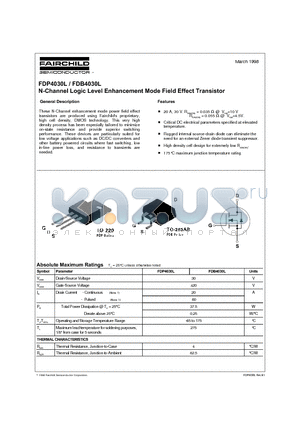 FDP4030L datasheet - N-Channel Logic Level Enhancement Mode Field Effect Transistor