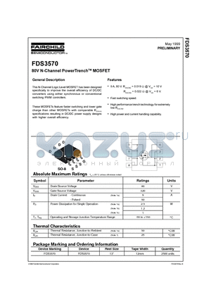 FDS3570 datasheet - 80V N-Channel PowerTrench MOSFET