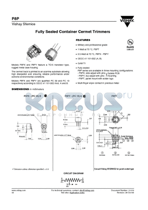 P8PY103KB25 datasheet - Fully Sealed Container Cermet Trimmers