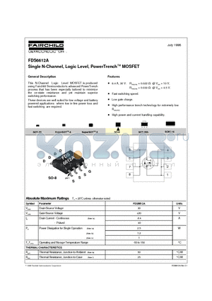 FDS6612A datasheet - Single N-Channel, Logic Level, PowerTrenchTM MOSFET