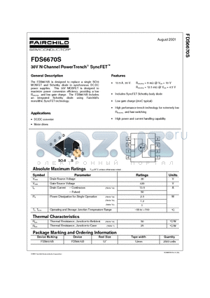 FDS6670S datasheet - 30V N-Channel PowerTrench SyncFET