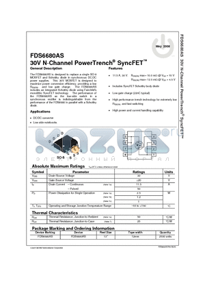 FDS6680AS_08 datasheet - 30V N-Channel PowerTrench SyncFET