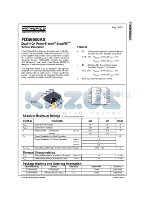 FDS6900AS datasheet - Dual N-Ch PowerTrench SyncFET