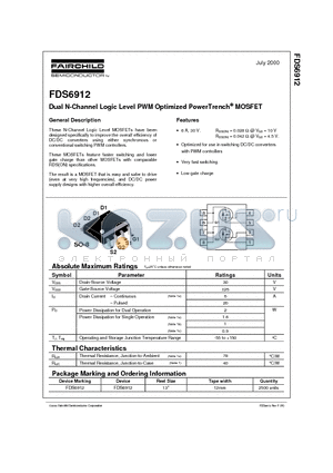 FDS6912_0007 datasheet - Dual N-Channel Logic Level PWM Optimized PowerTrench MOSFET
