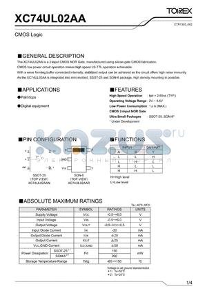 XC74UL02AA_002 datasheet - CMOS Logic