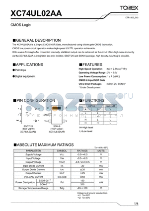 XC74UL02AA datasheet - CMOS Logic