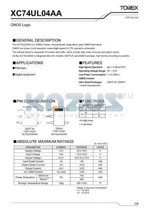 XC74UL04AA_002 datasheet - CMOS Logic