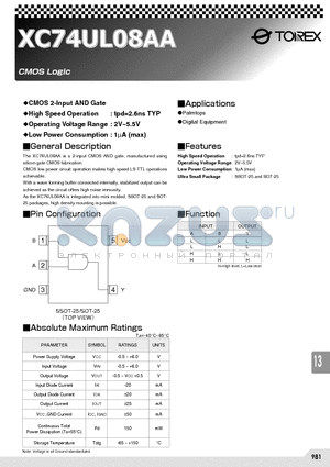 XC74UL08AA datasheet - CMOS LOGIC