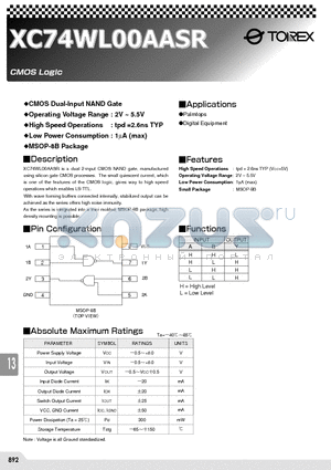 XC74WL00AASR datasheet - CMOS Logic