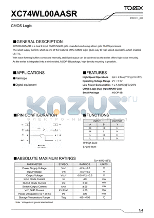 XC74WL00AASR_001 datasheet - CMOS Logic