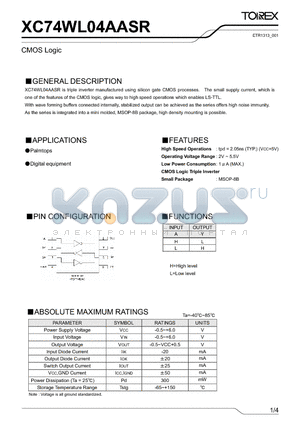 XC74WL04AASR datasheet - CMOS Logic