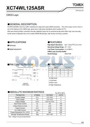 XC74WL125ASR datasheet - CMOS Logic