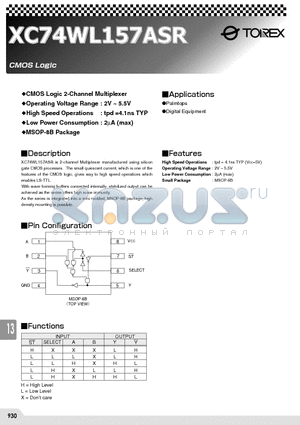 XC74WL157ASR datasheet - CMOS Logic