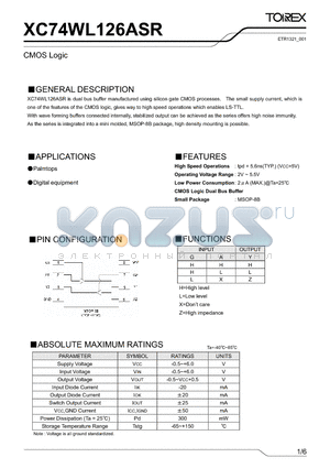 XC74WL126ASR datasheet - CMOS Logic