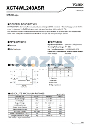 XC74WL240ASR datasheet - CMOS Logic