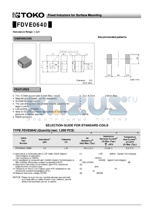 FDVE0640 datasheet - Fixed Inductors for Surface Mounting