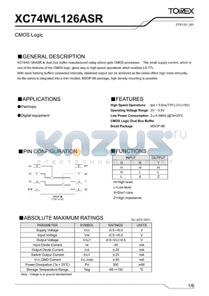 XC74WL126ASR_001 datasheet - CMOS Logic