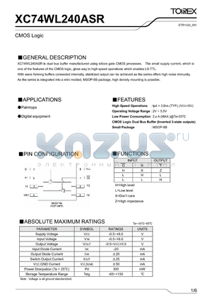 XC74WL240ASR_001 datasheet - CMOS Logic