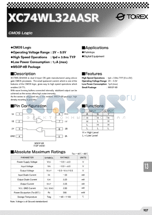 XC74WL32AASR datasheet - CMOS Logic